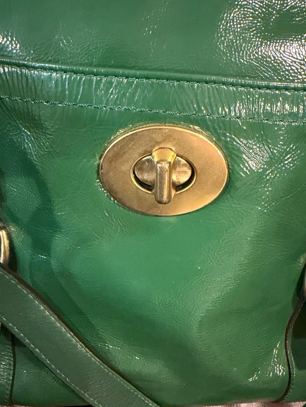 Coach Chelsea Green Patent Leather Convertible Tote/Satchel EUC - Picture 13 of 16